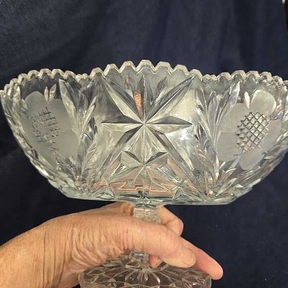 Stunning Jardiniere 24% Lead Hand Cut Lead Crystal Helena Stem Centerpiece 327 - Picture 4 of 11